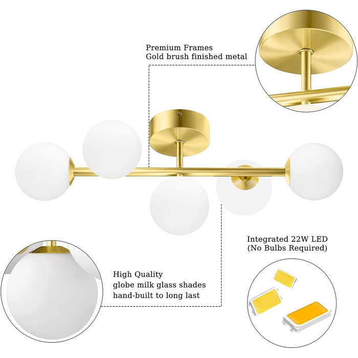 Everly Quinn Humfleet 5 Light Dimmable LED Vanity Light & Reviews